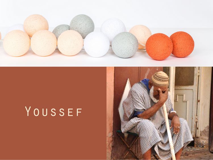 Happy Lights Youssef 35 cotton balls (light grey, orange, white, beige) 