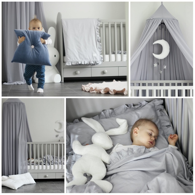 Light grey newborn bed set with pillow and duvet, Cotton & Sweets 