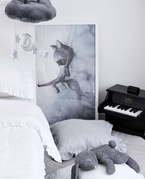 Grey Cushion Glamour Simple with flounce grey, Cotton & Sweets 