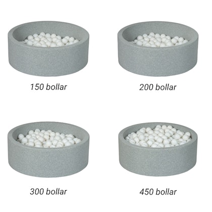 Ljusgrå bollhav BASIC, 90x30 med vita bollar