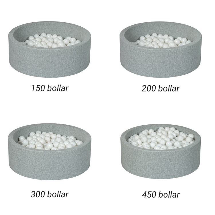 Ljusgrå bollhav BASIC, 90x30 med bollar (vit, pearl, grå, silver) 