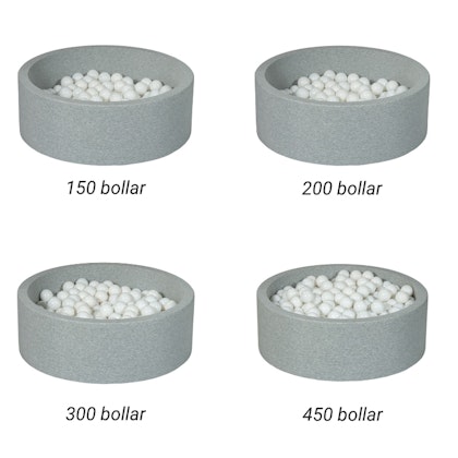 Ljusgrå bollhav BASIC, 90x30 med bollar (vita, grå)