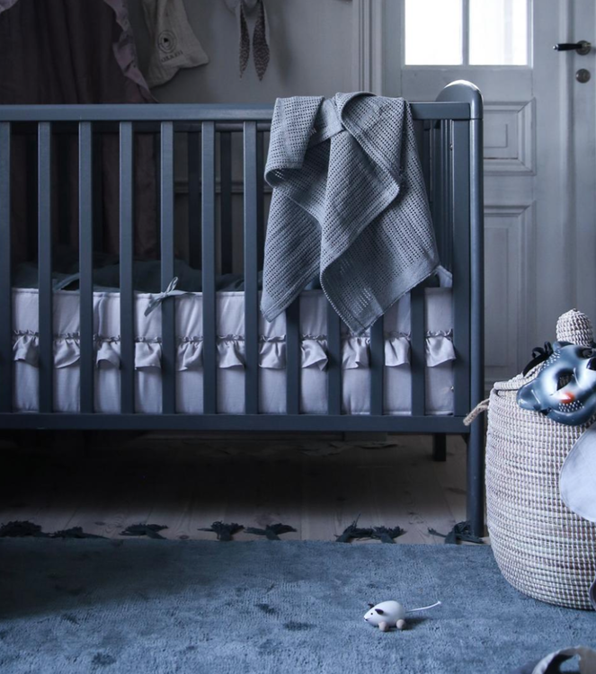 Ng Baby, Spjälskydd bedside crib av linne med VOLANG, NATURAL 