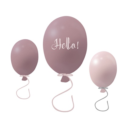 Väggklistermärke partyballonger Hello 3-pack, dusty pink - defekt