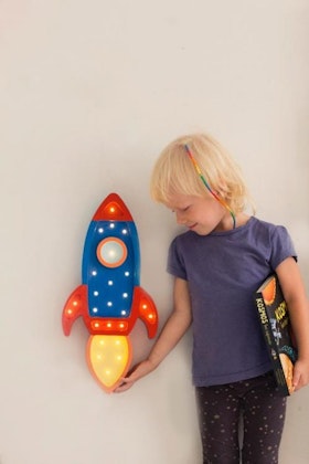 Little Lights, Night light for the children's room, Space rocket navy/red/ yellow