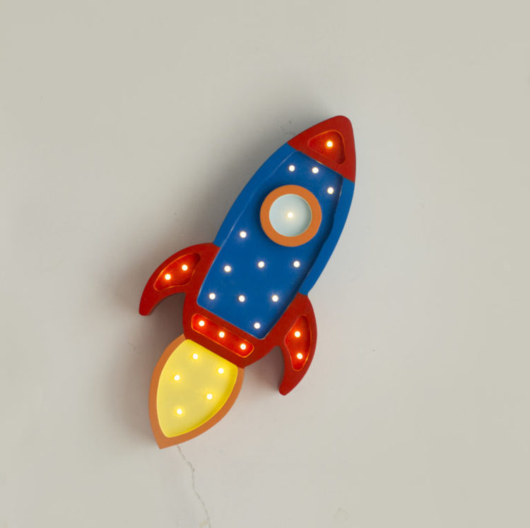 Little Lights, Night light for the children's room, Space rocket navy/red/ yellow 