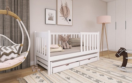 Children's bed with barrier and extra bed, Kiara