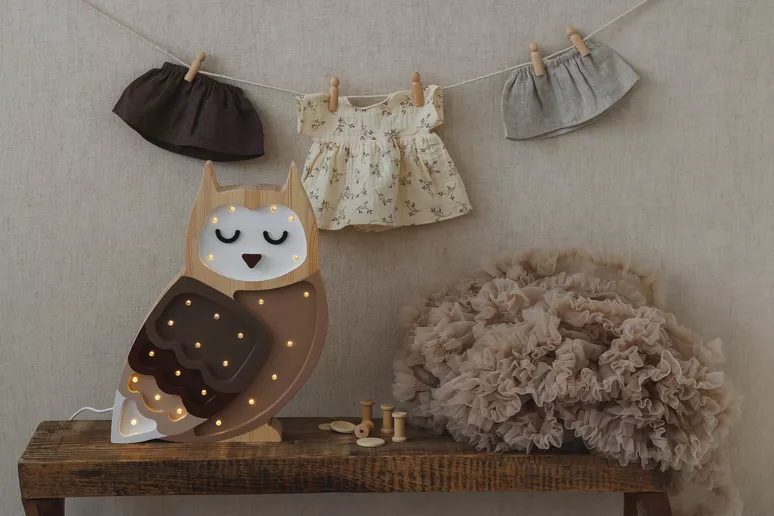Little Lights, Night light for the children's room, Owl brown 