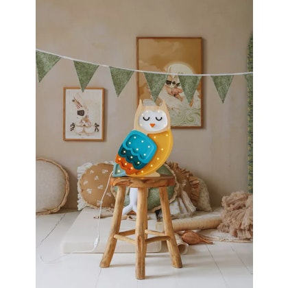 Little Lights, Night lamp for the children's room, Owl Mustard/Blue