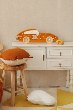 Little Lights, Night lamp for the children's room, Large racing car mustard