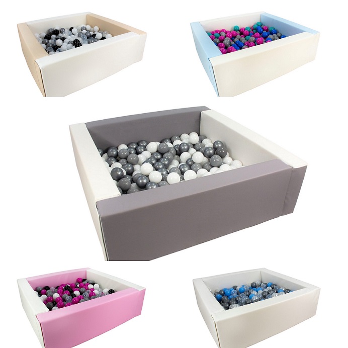 Square pink/white ball pit 80x80x30 cm (ball color of your choice) 