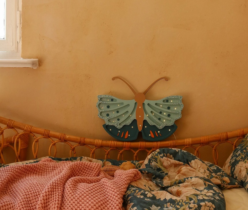 Little Lights, Night light for the children's room, Butterfly Daisy Blue 