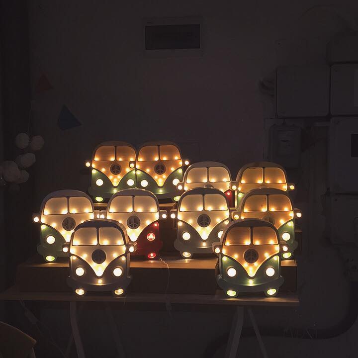 Little Lights, Night light for the children's room, White/natural bus 