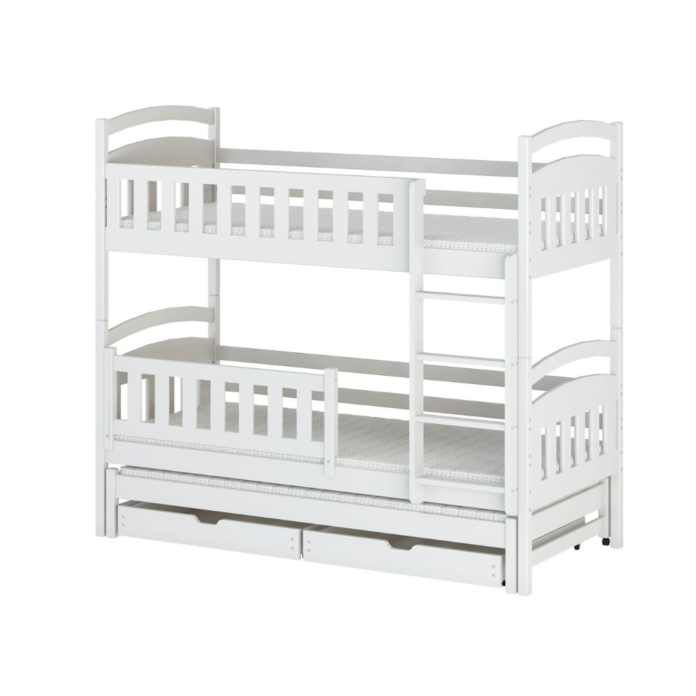 White bunk bed with three beds, Betty 80x180 cm 