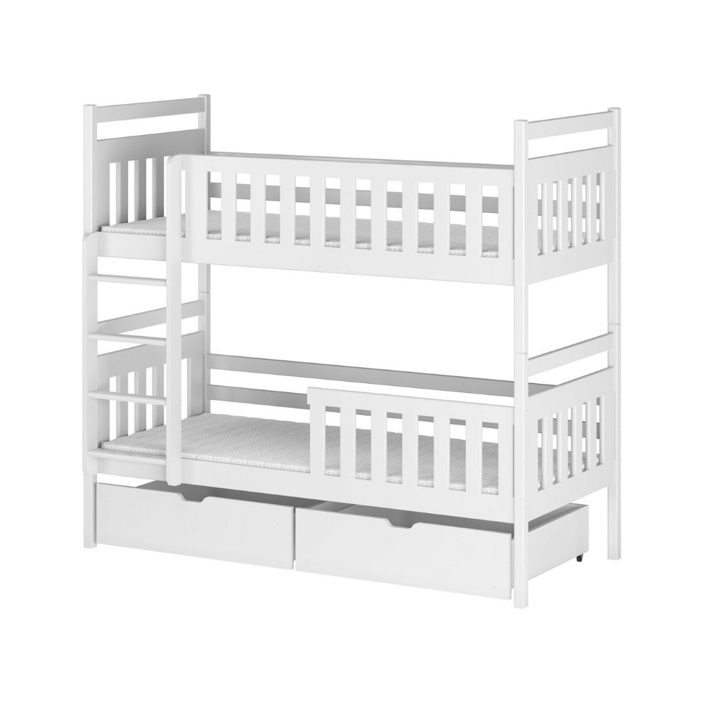 White bunk bed with storage, Misty 80x180 cm 