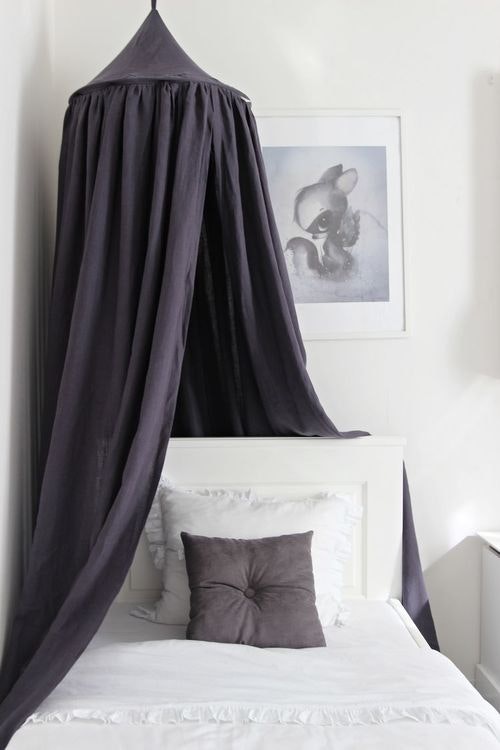 Large graphite maxi bed canopy in linen, Cotton&Sweets 