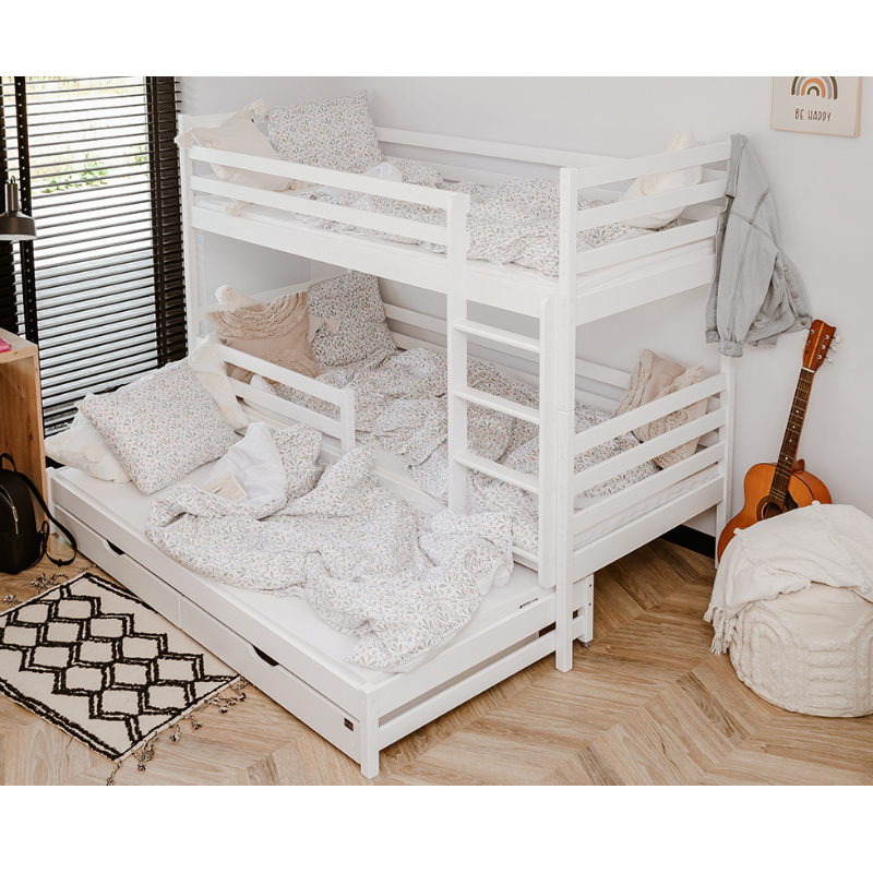 Bunk bed with three beds Love 90x200 cm white 