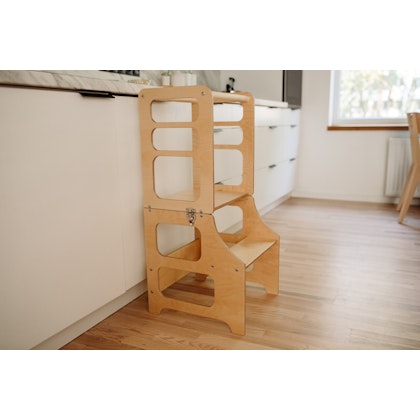 Duck Woodworks, Buildable kitchen helper with slide, natural