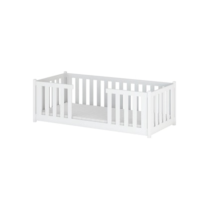 White children's bed with barrier, Fred 90x200