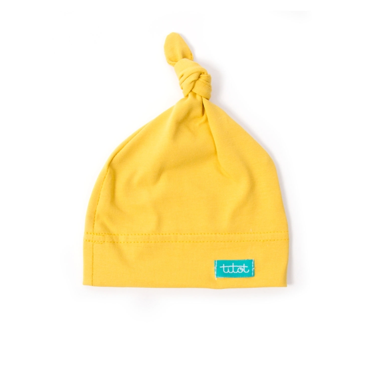 Newborn knot hat mustard organic 
