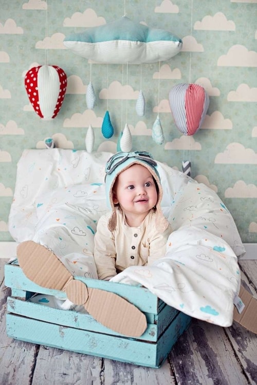 Bäddset 100x135, moln, barnsängkläder-barntillbehör- - Babylove.se