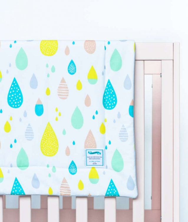 Baby blanket, babypled, play mat 80x100 pastel raindrops 