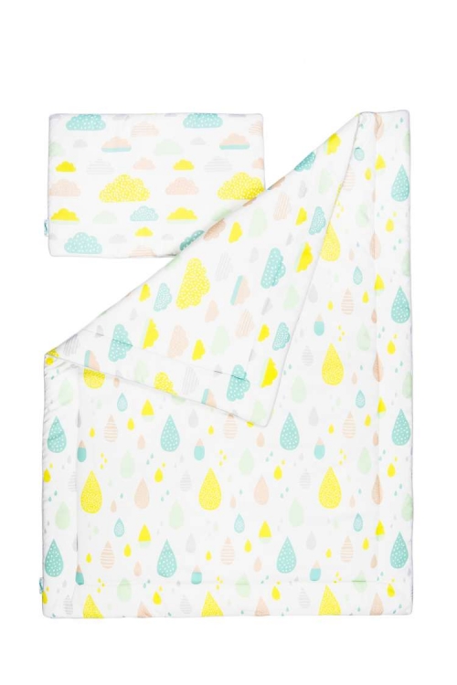 Barnsängkläder inkl Täcke & Kudde, Bäddset 100x135 pastel raindrops 