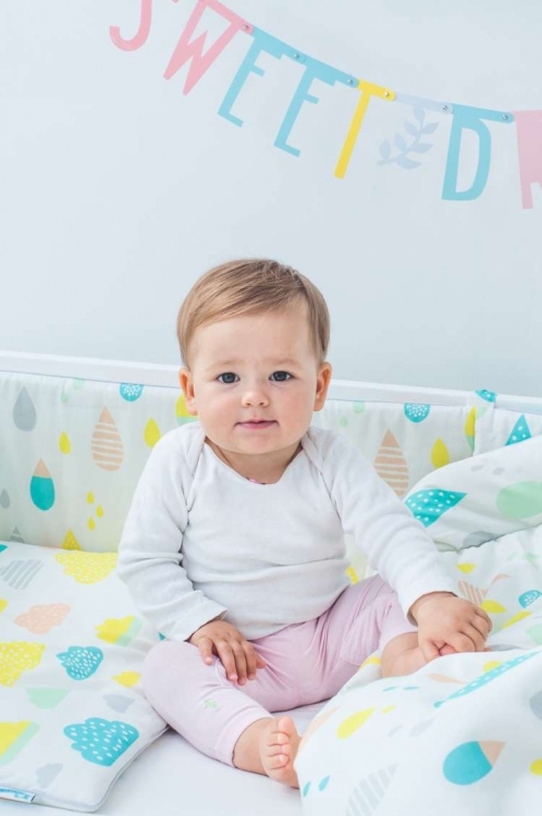 Children's bed sheet include Duvet & Pillow, Bed set 100x135 pastel raindrops 