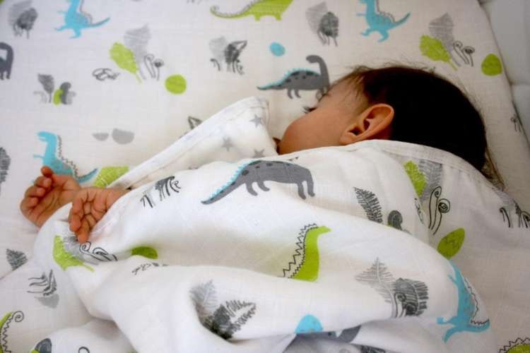 Children's blankets muslin, double set 120x120 dinosaurs&stars 
