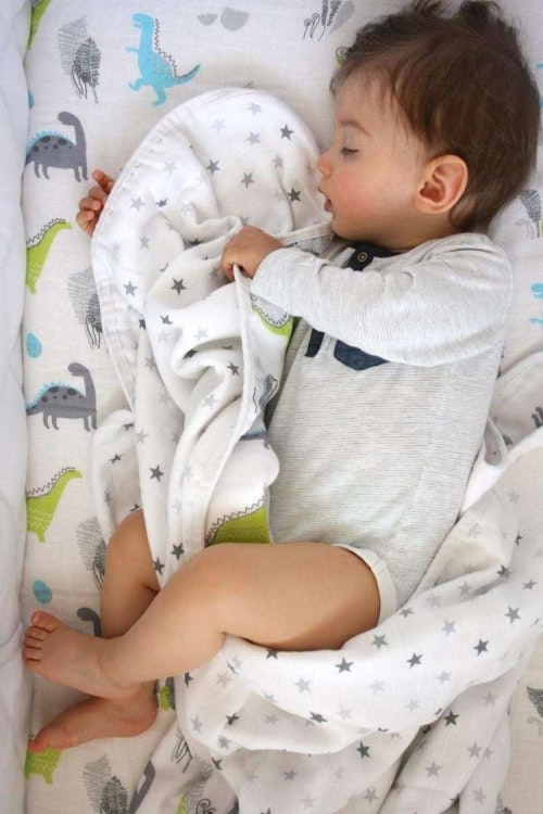 Children's blankets muslin, double set 120x120 dinosaurs&stars 