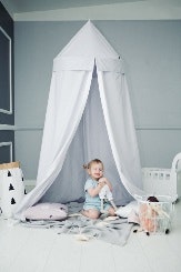 Light grey bed canopy with LED lights - Little nomad Light grey bed canopy with LED lights - Little nomad