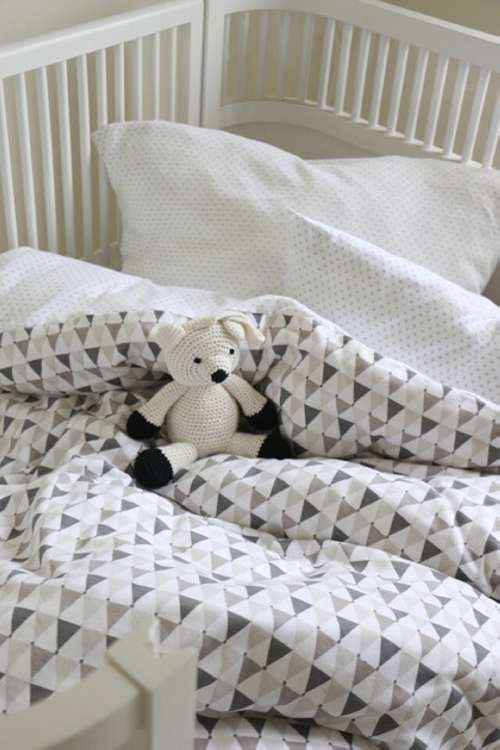 Children's bed sheet, Little Heart crib bed set grey confetti 