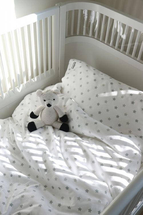 Children's bed sheet, Little Heart Crib set grey stars 
