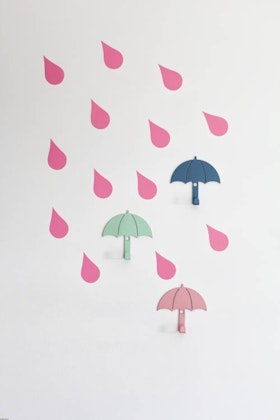 Metal wall hangers for children's room, set of 3, Umbrellas