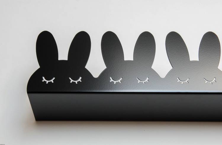 Metal shelf for children's room, rabbits black 