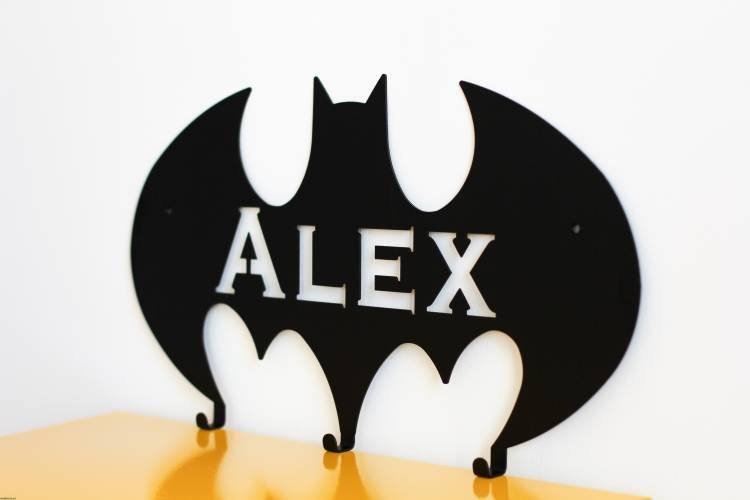 Personalized metal wall hanging for children's room, batman with name Personalized metal wall hanging for children's room, batman with name