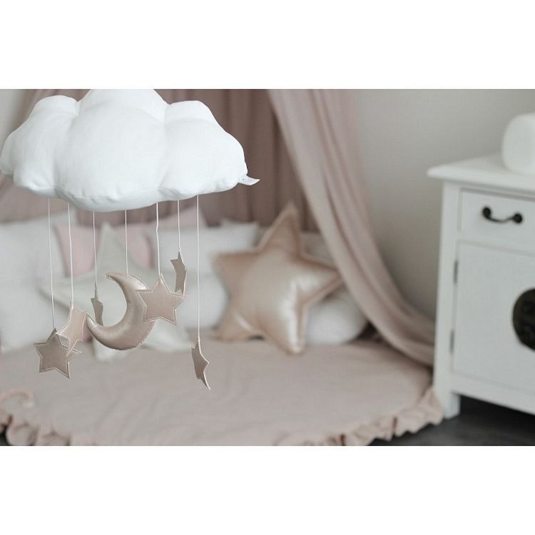 Bed mobile white cloud with pink stars, Cotton & Sweets 