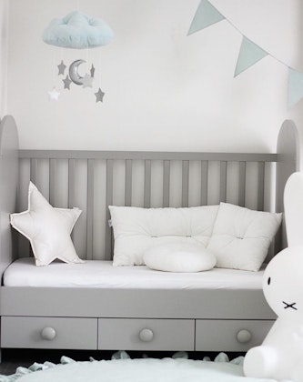 Mint bed mobile cloud with silver stars, Cotton & Sweets
