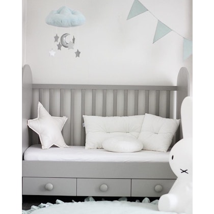 Mint bed mobile cloud with silver stars, Cotton & Sweets