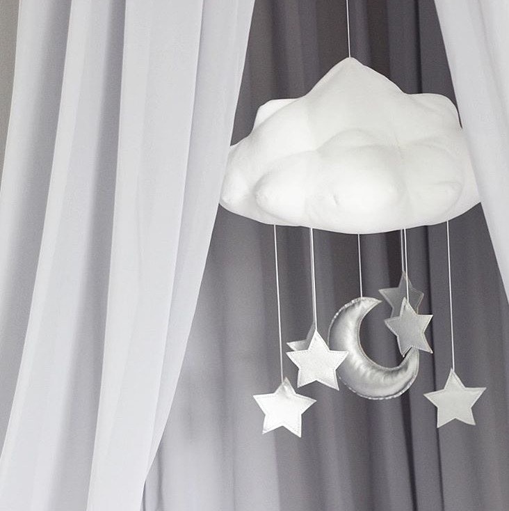 Bed mobile white cloud with silver stars - Cotton & Sweets 