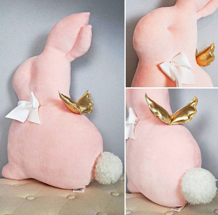 Large cushion, Pink rabbit 