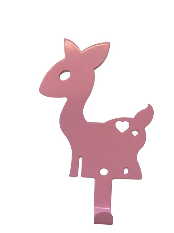 Vägghängare i metall till barnrummet, rosa hjort 
