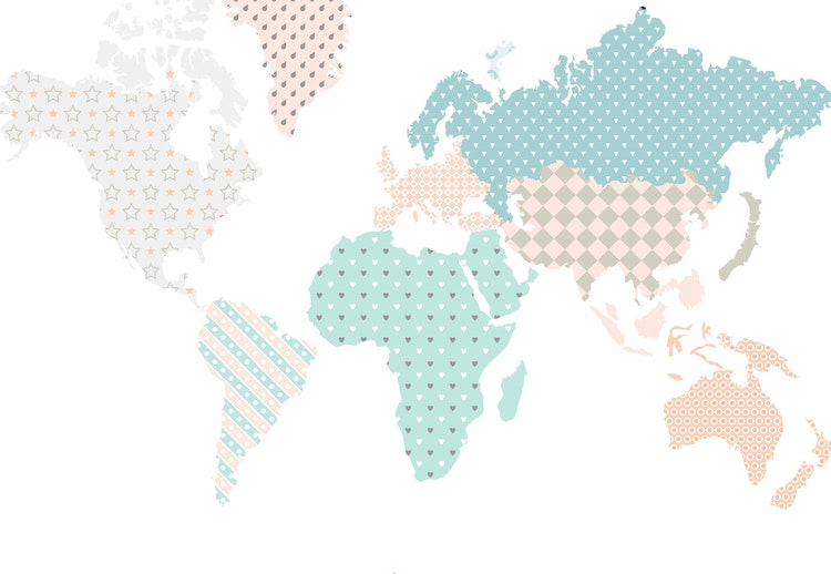 Dekornik, Väggklistermärke världskarta mint Väggklistermärke karta barnrum