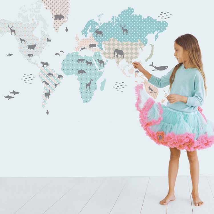 Wall sticker world map mint, Dekornik 