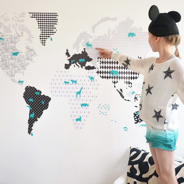 Wall sticker world map black, Dekornik 