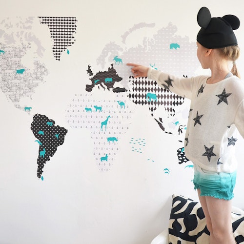 Wall sticker world map black, Dekornik