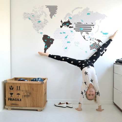 Wall sticker world map black, Dekornik
