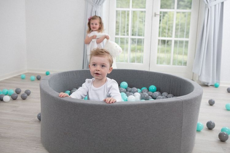Grey ball pit with 200 optional balls by Misioo 