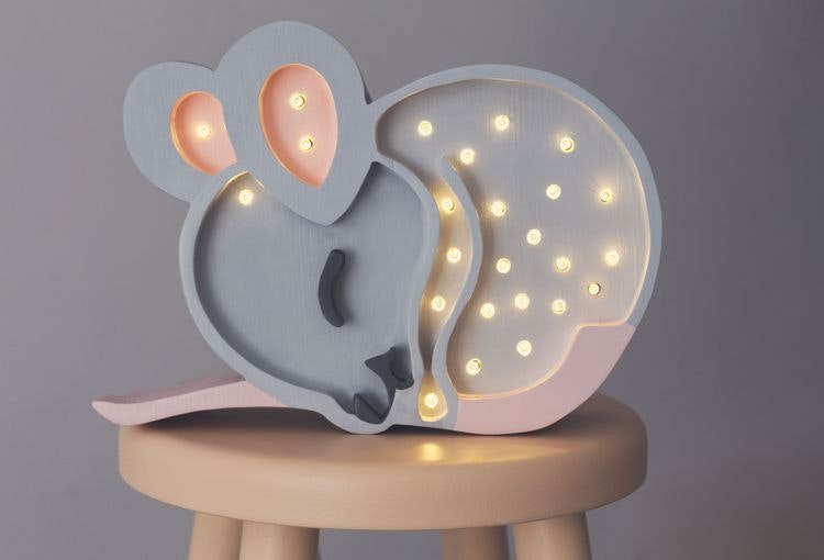 Nattlampa till barnrummet, lampa mus,little lights babylove.se