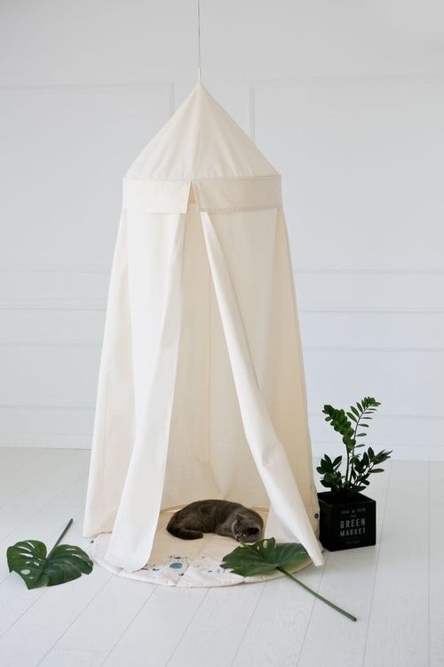 Beige bed canopy with LED lights - Little nomad 